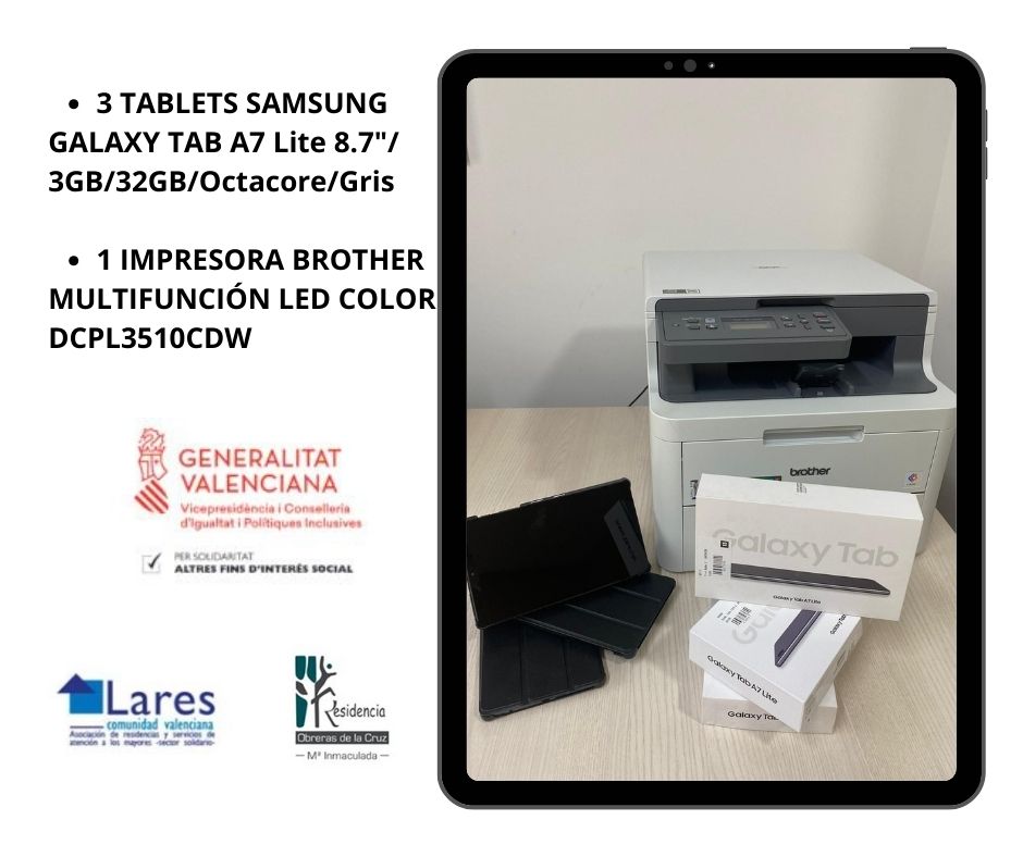 3 TABLETS SAMSUNG GALAXY TAB A7 Lite 8.73GB32GBOctacoreGris - Publicidad de Ayudas #IRPF - Residencia María Inmaculada